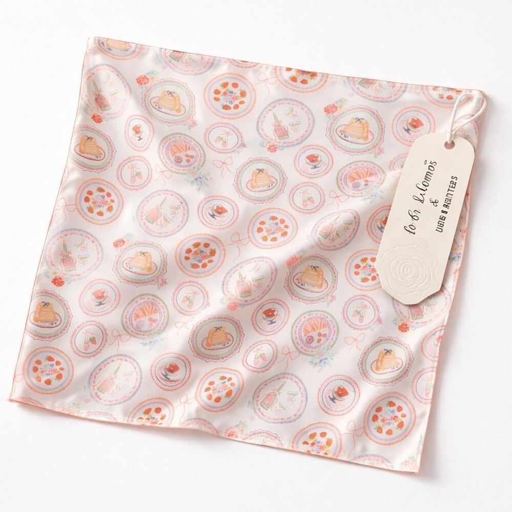 For Love & Lemons x UO Square Scarf Coquette Strawberry Print Patisserie, NWT